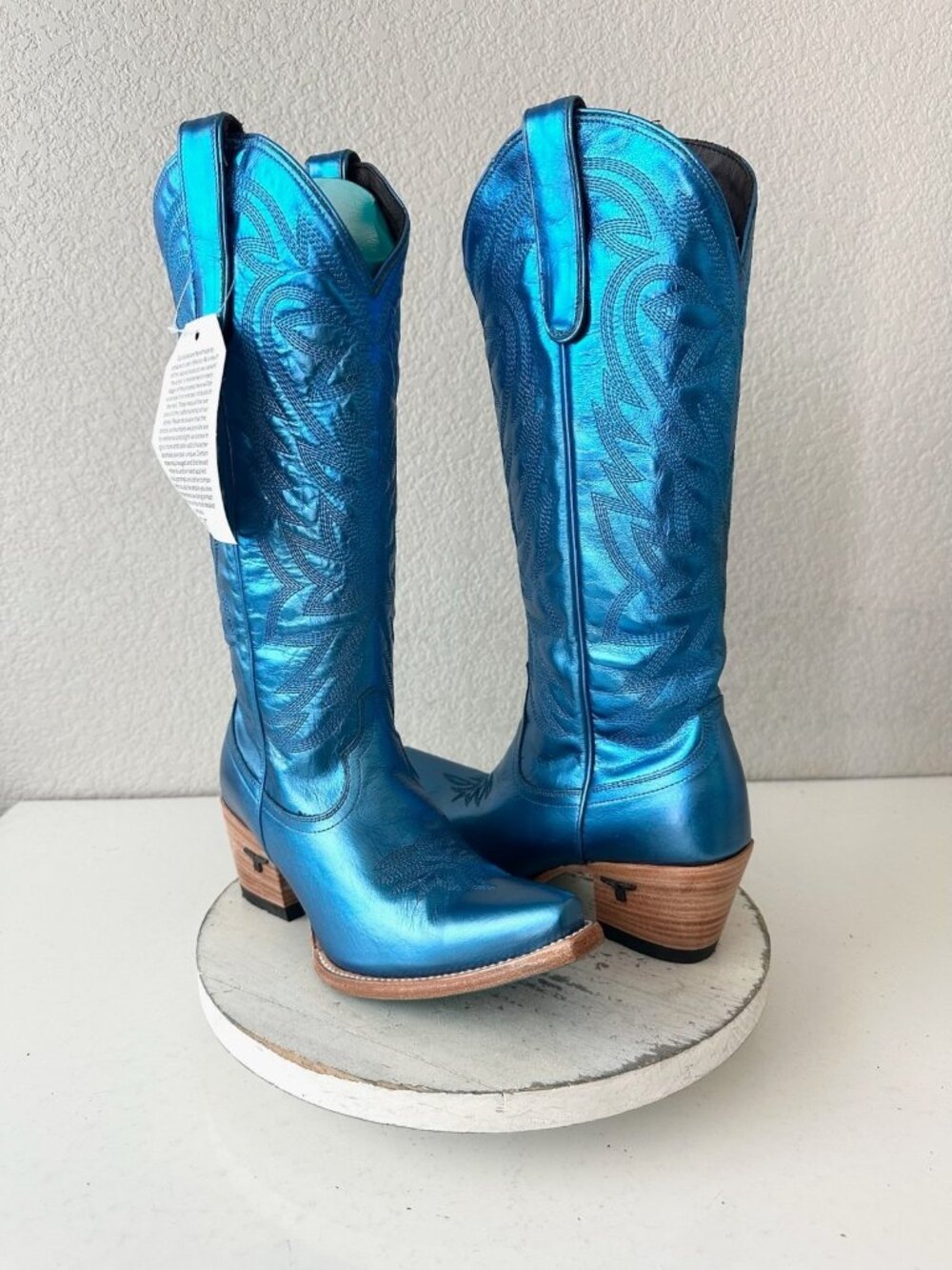 Lane SMOKESHOW  Blue Metallic Cowboy Boots Western Cowgirl Tall Snip Toe 7.5